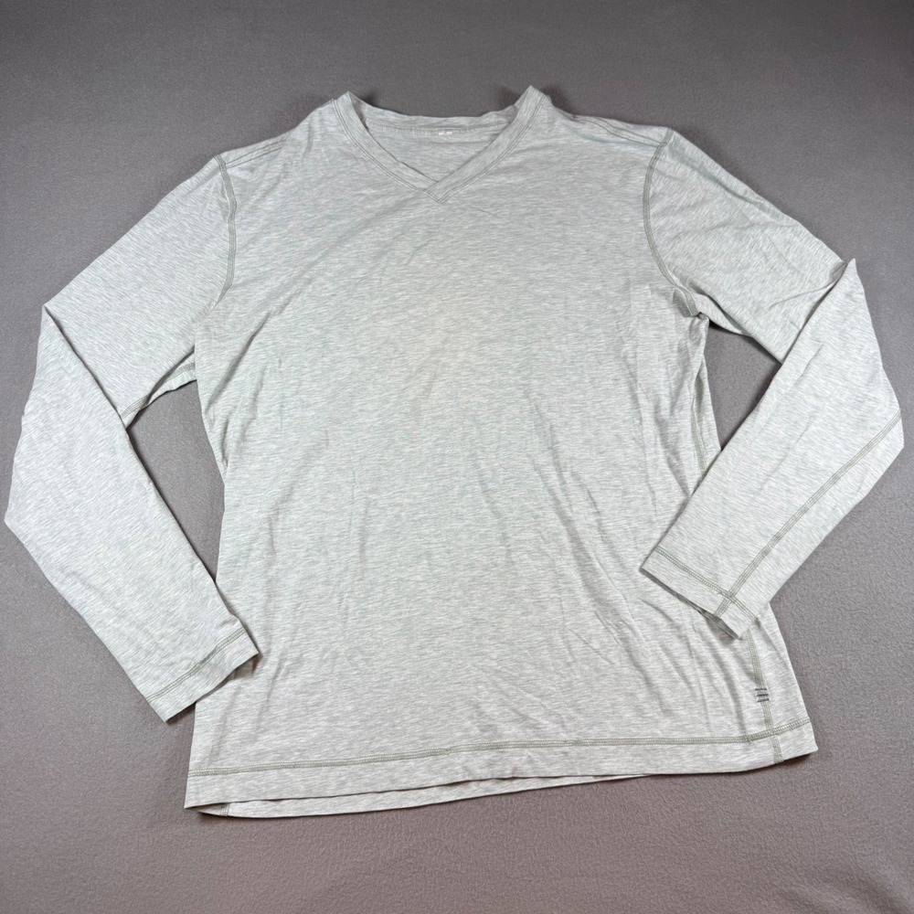 Lululemon Mens V-Neck Long Sleeve Shirt Size 14 Heathered Sage Green Activewear